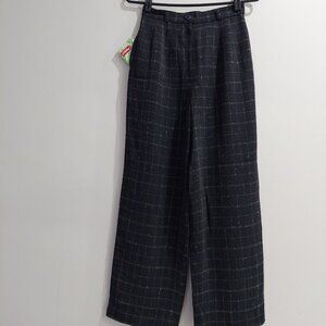 Windowpane Plaid Straight-Leg High-rise  Trousers Made In Japan, Size XS/2